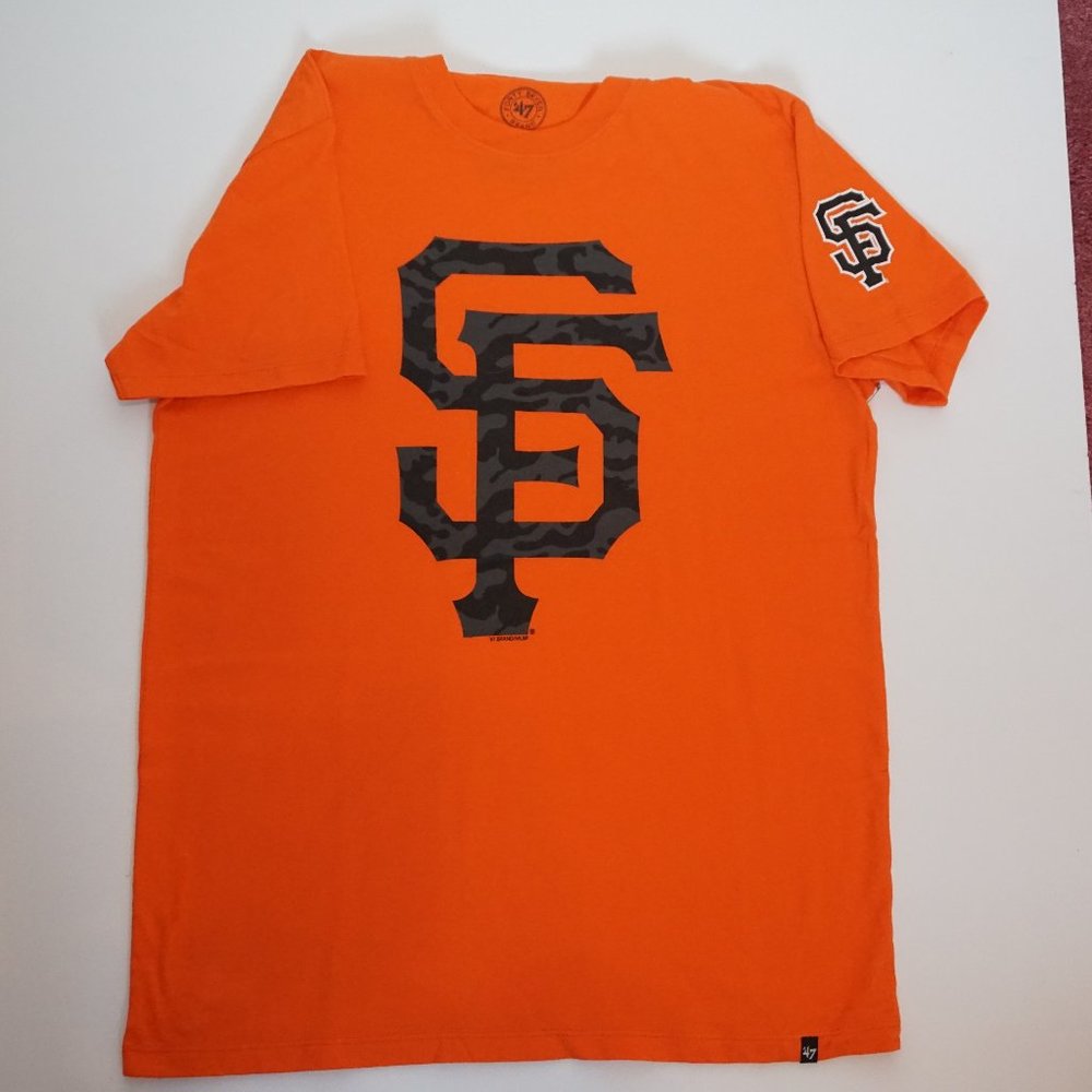 San Francisco Giants MLB Women's 47 Brand Orange Camo Logo T-Shirt Size Medium